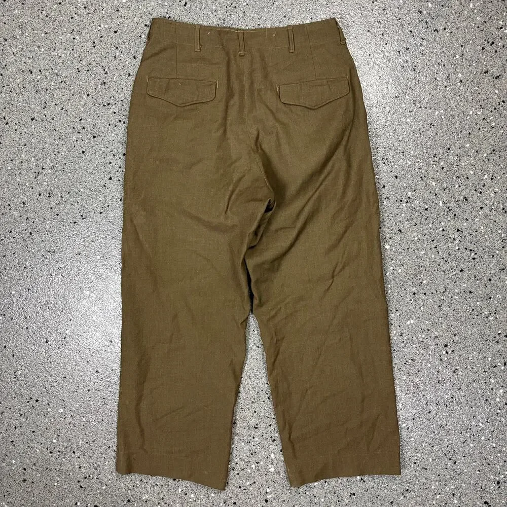 Vintage 1940s WW2 US Army Wool Wide Leg Button Fly Field Trousers